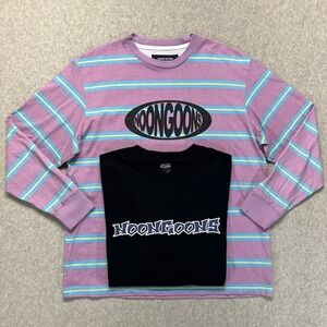 Noon Goons 2pc Bundle Mens L Long Sleeve Striped Shirt + Graphic‎ Tee Streetwear